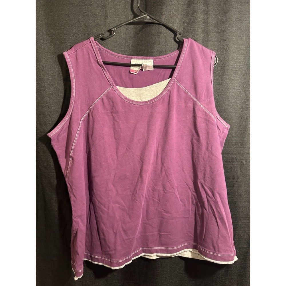 JMS Just My Size Shaped Fit Purple Layered Tank Top Womens Plus Size 42/44